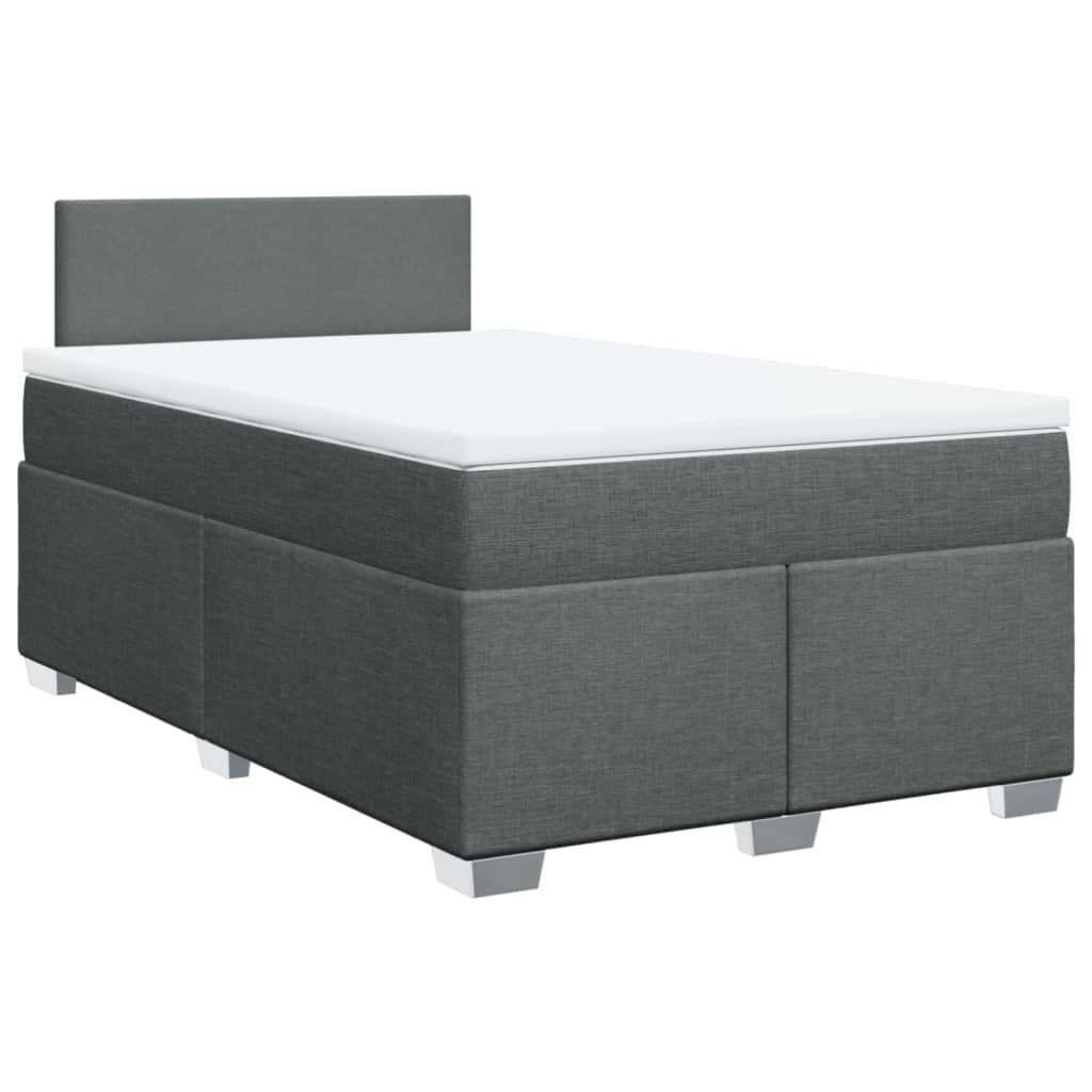 vidaXL Κρεβάτι Boxspring με Στρώμα Σκούρο Γκρι 120x200 εκ. Υφασμάτινο