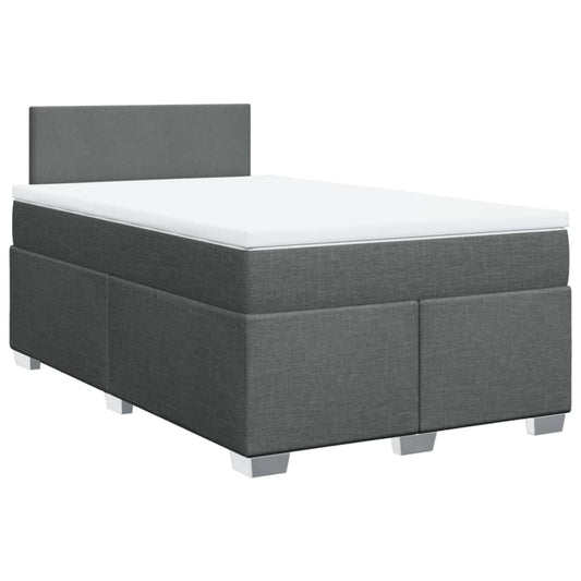 vidaXL Κρεβάτι Boxspring με Στρώμα Σκούρο Γκρι 120x200 εκ. Υφασμάτινο