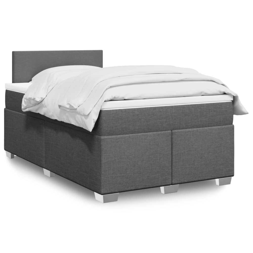 vidaXL Κρεβάτι Boxspring με Στρώμα Σκούρο Γκρι 120x200 εκ. Υφασμάτινο