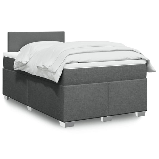 vidaXL Κρεβάτι Boxspring με Στρώμα Σκούρο Γκρι 120x200 εκ. Υφασμάτινο