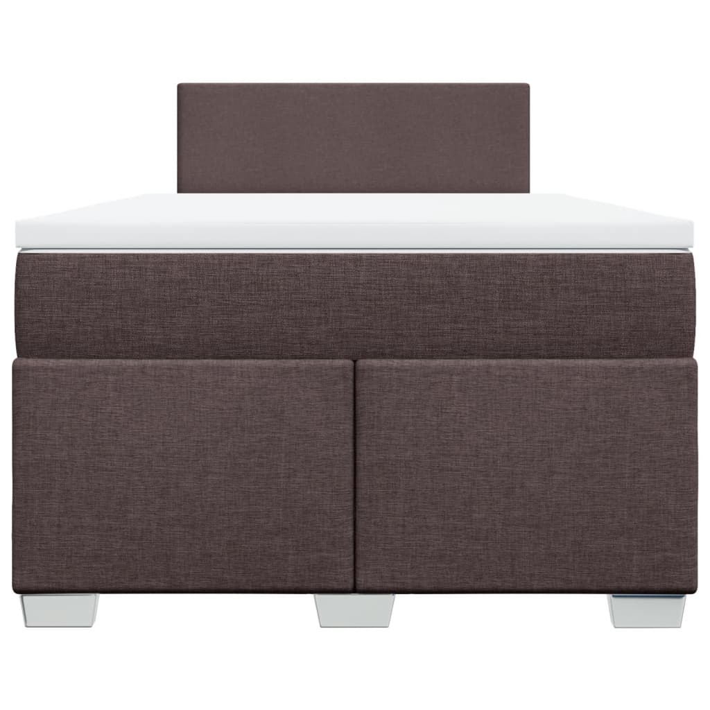 vidaXL Κρεβάτι Boxspring με Στρώμα Σκούρο Καφέ 120x200 εκ. Υφασμάτινο