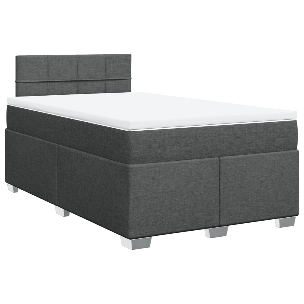 vidaXL Κρεβάτι Boxspring με Στρώμα Σκούρο Γκρι 120x200 εκ. Υφασμάτινο