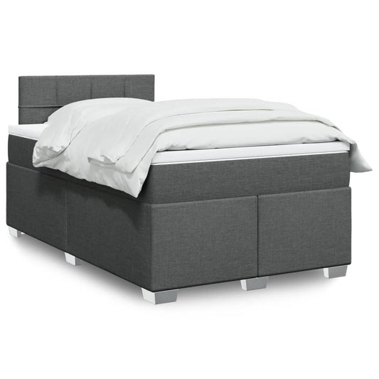 vidaXL Κρεβάτι Boxspring με Στρώμα Σκούρο Γκρι 120x200 εκ. Υφασμάτινο