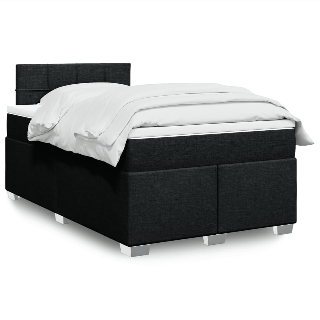 vidaXL Κρεβάτι Boxspring με Στρώμα Μαύρο 120x200 εκ. Υφασμάτινο