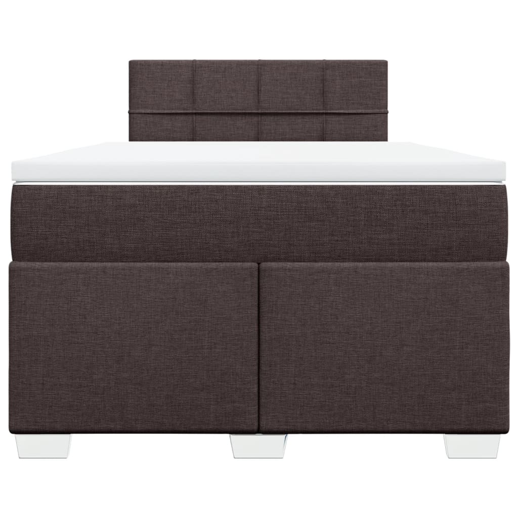 vidaXL Κρεβάτι Boxspring με Στρώμα Σκούρο Καφέ 120x200 εκ. Υφασμάτινο