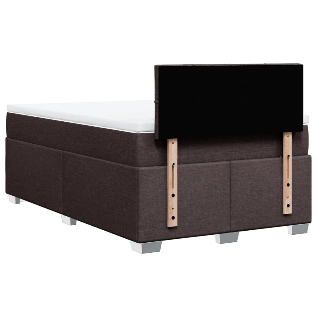 vidaXL Κρεβάτι Boxspring με Στρώμα Σκούρο Καφέ 120x200 εκ. Υφασμάτινο