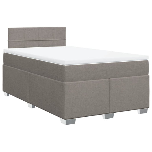 vidaXL Κρεβάτι Boxspring με Στρώμα Taupe 120x200 εκ. Υφασμάτινο