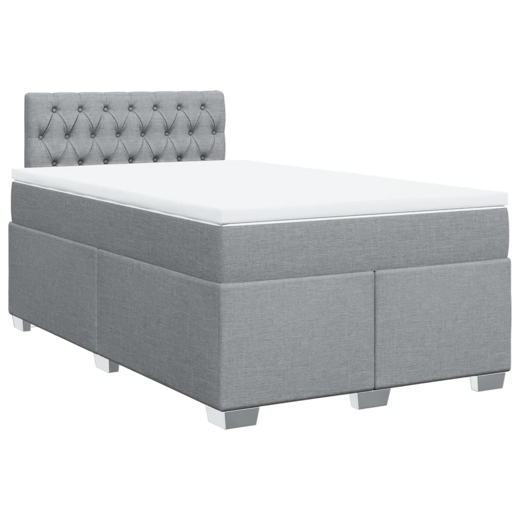 vidaXL Κρεβάτι Boxspring με Στρώμα Ανοιχτό Γκρι 120x200 εκ. Υφασμάτινο