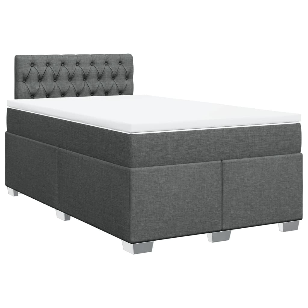 vidaXL Κρεβάτι Boxspring με Στρώμα Σκούρο Γκρι 120x200 εκ. Υφασμάτινο