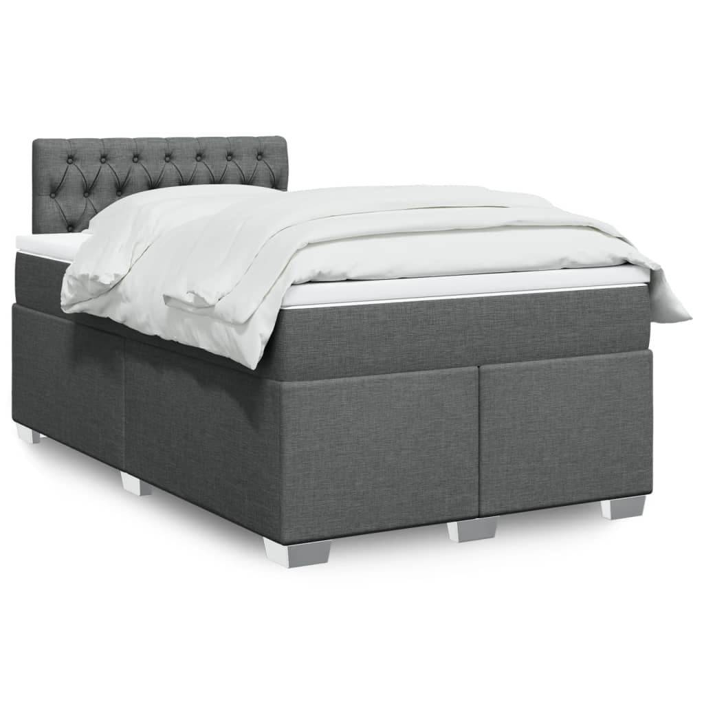vidaXL Κρεβάτι Boxspring με Στρώμα Σκούρο Γκρι 120x200 εκ. Υφασμάτινο
