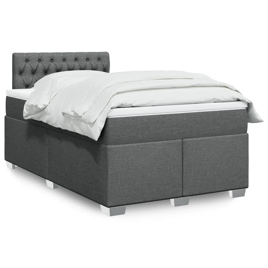 vidaXL Κρεβάτι Boxspring με Στρώμα Σκούρο Γκρι 120x200 εκ. Υφασμάτινο