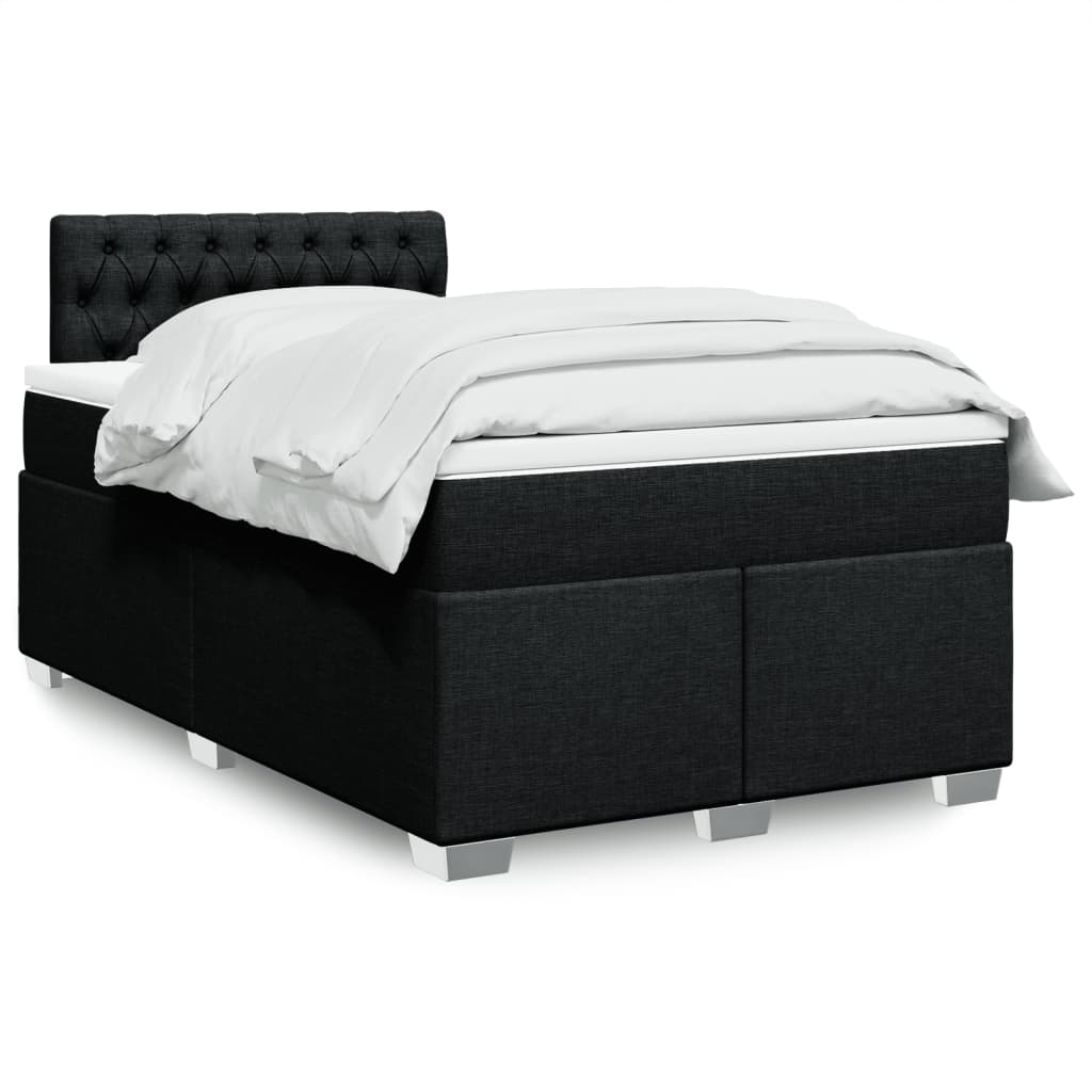 vidaXL Κρεβάτι Boxspring με Στρώμα Μαύρο 120x200 εκ. Υφασμάτινο
