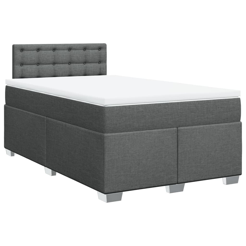 vidaXL Κρεβάτι Boxspring με Στρώμα Σκούρο Γκρι 120x200 εκ. Υφασμάτινο