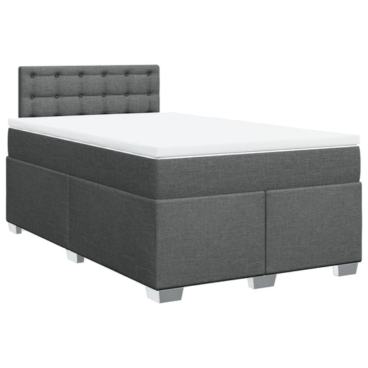 vidaXL Κρεβάτι Boxspring με Στρώμα Σκούρο Γκρι 120x200 εκ. Υφασμάτινο