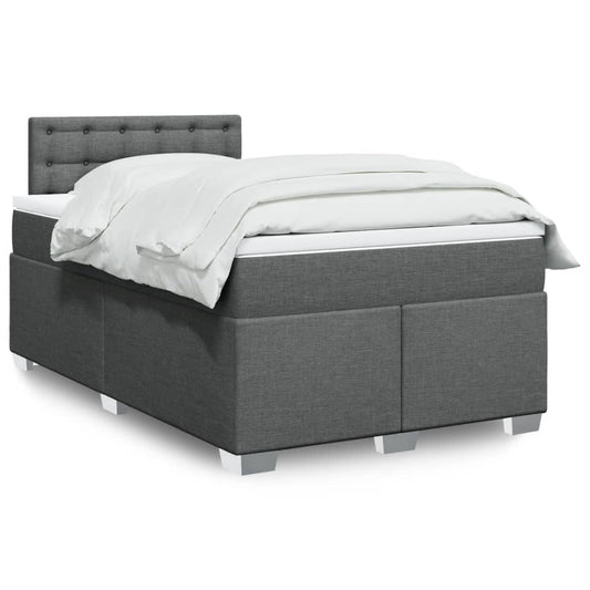 vidaXL Κρεβάτι Boxspring με Στρώμα Σκούρο Γκρι 120x200 εκ. Υφασμάτινο