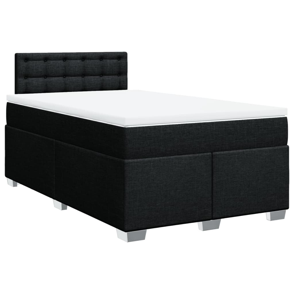 vidaXL Κρεβάτι Boxspring με Στρώμα Μαύρο 120x200 εκ. Υφασμάτινο