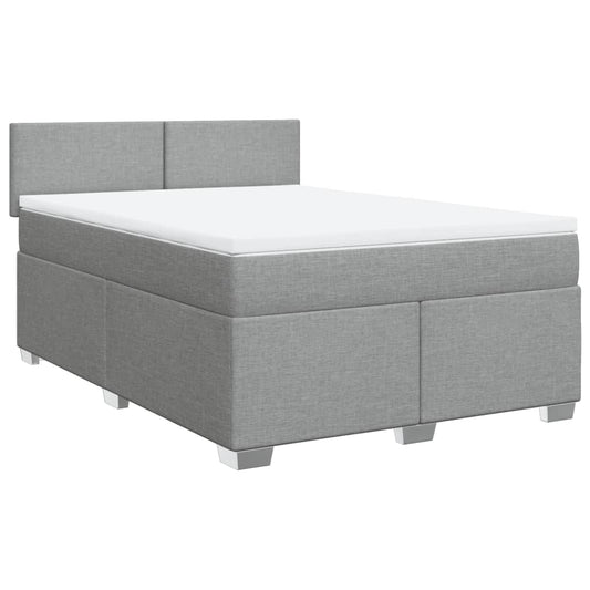 vidaXL Κρεβάτι Boxspring με Στρώμα Ανοιχτό Γκρι 140x190 εκ. Υφασμάτινο