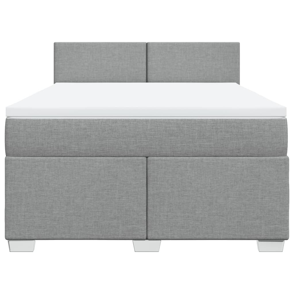 vidaXL Κρεβάτι Boxspring με Στρώμα Ανοιχτό Γκρι 140x190 εκ. Υφασμάτινο