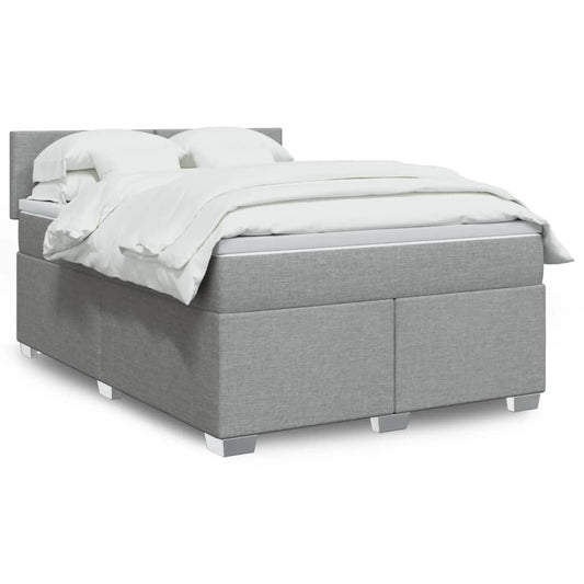 vidaXL Κρεβάτι Boxspring με Στρώμα Ανοιχτό Γκρι 140x190 εκ. Υφασμάτινο