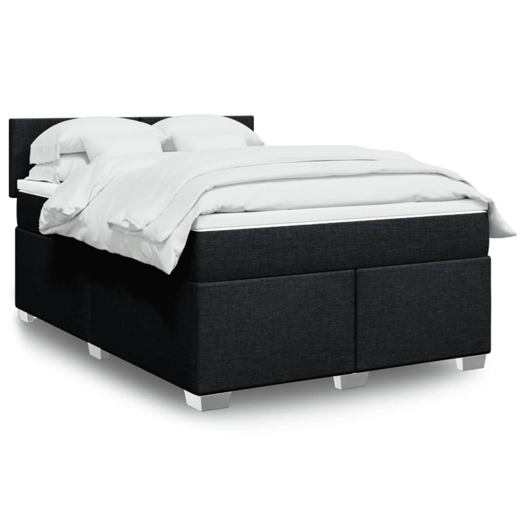 vidaXL Κρεβάτι Boxspring με Στρώμα Μαύρο 140x190 εκ. Υφασμάτινο
