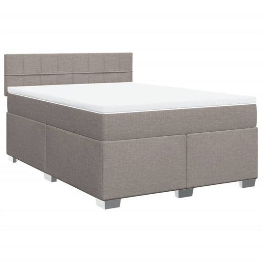 vidaXL Κρεβάτι Boxspring με Στρώμα Taupe 140x190 εκ. Υφασμάτινο