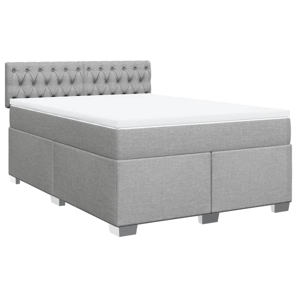vidaXL Κρεβάτι Boxspring με Στρώμα Ανοιχτό Γκρι 140x190 εκ. Υφασμάτινο
