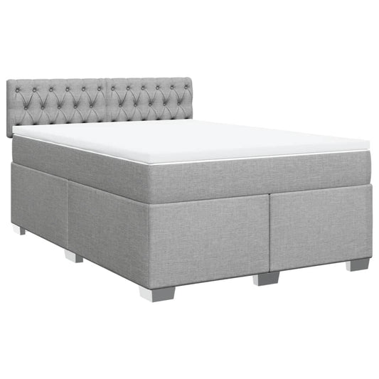 vidaXL Κρεβάτι Boxspring με Στρώμα Ανοιχτό Γκρι 140x190 εκ. Υφασμάτινο