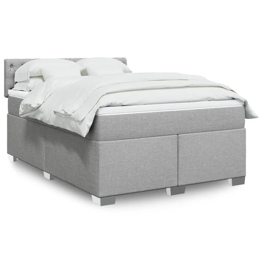 vidaXL Κρεβάτι Boxspring με Στρώμα Ανοιχτό Γκρι 140x190 εκ. Υφασμάτινο