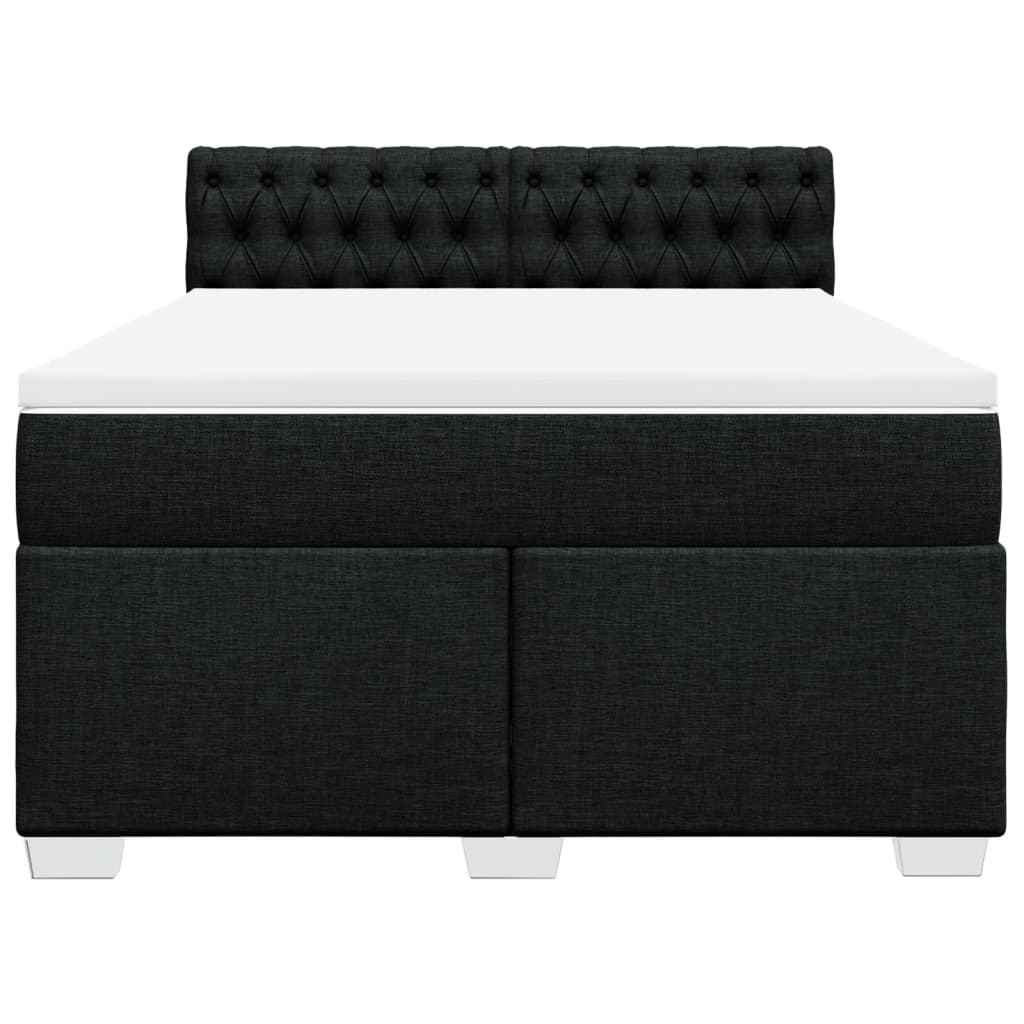 vidaXL Κρεβάτι Boxspring με Στρώμα Μαύρο 140x190 εκ. Υφασμάτινο