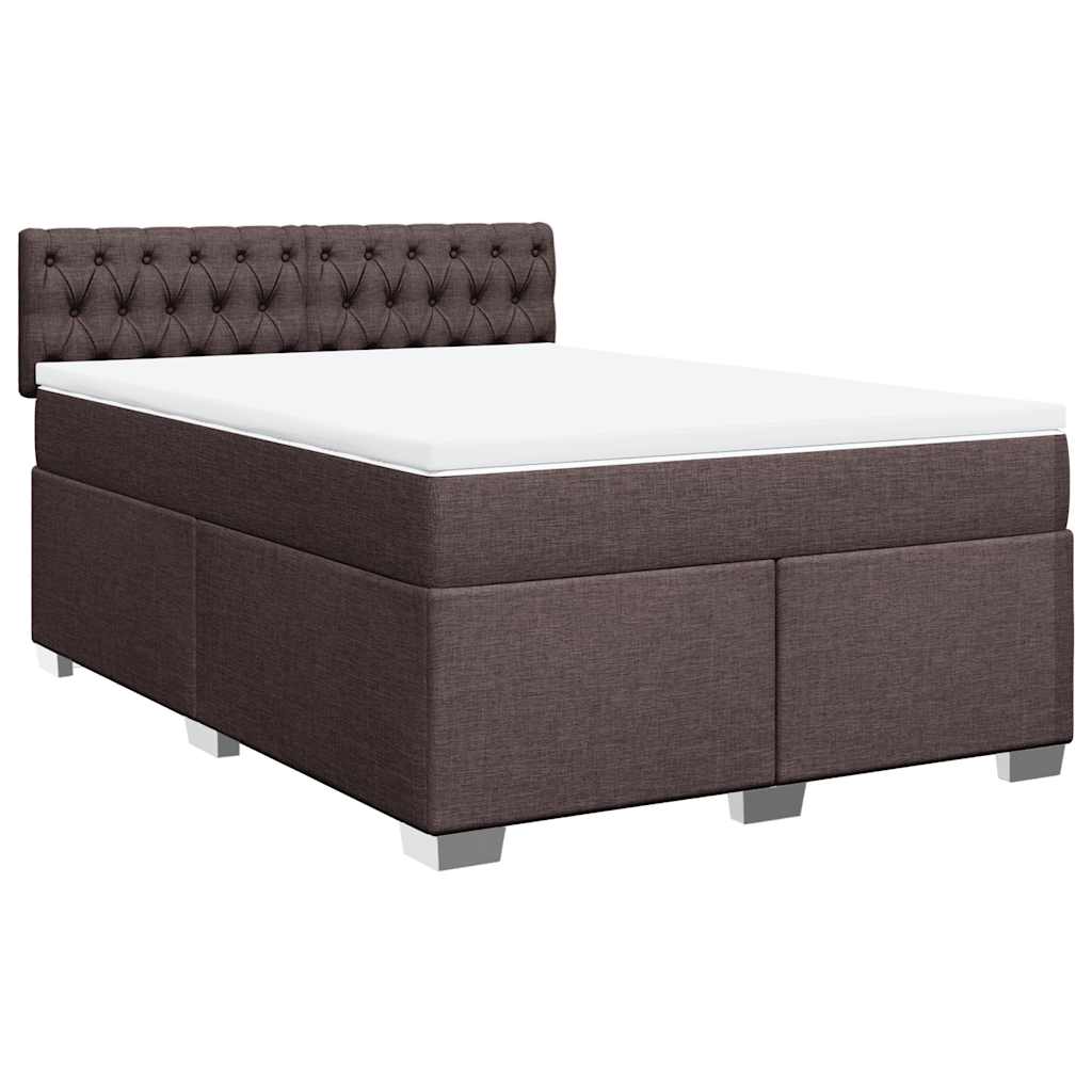 vidaXL Κρεβάτι Boxspring με Στρώμα Σκούρο Καφέ 140x190 εκ. Υφασμάτινο