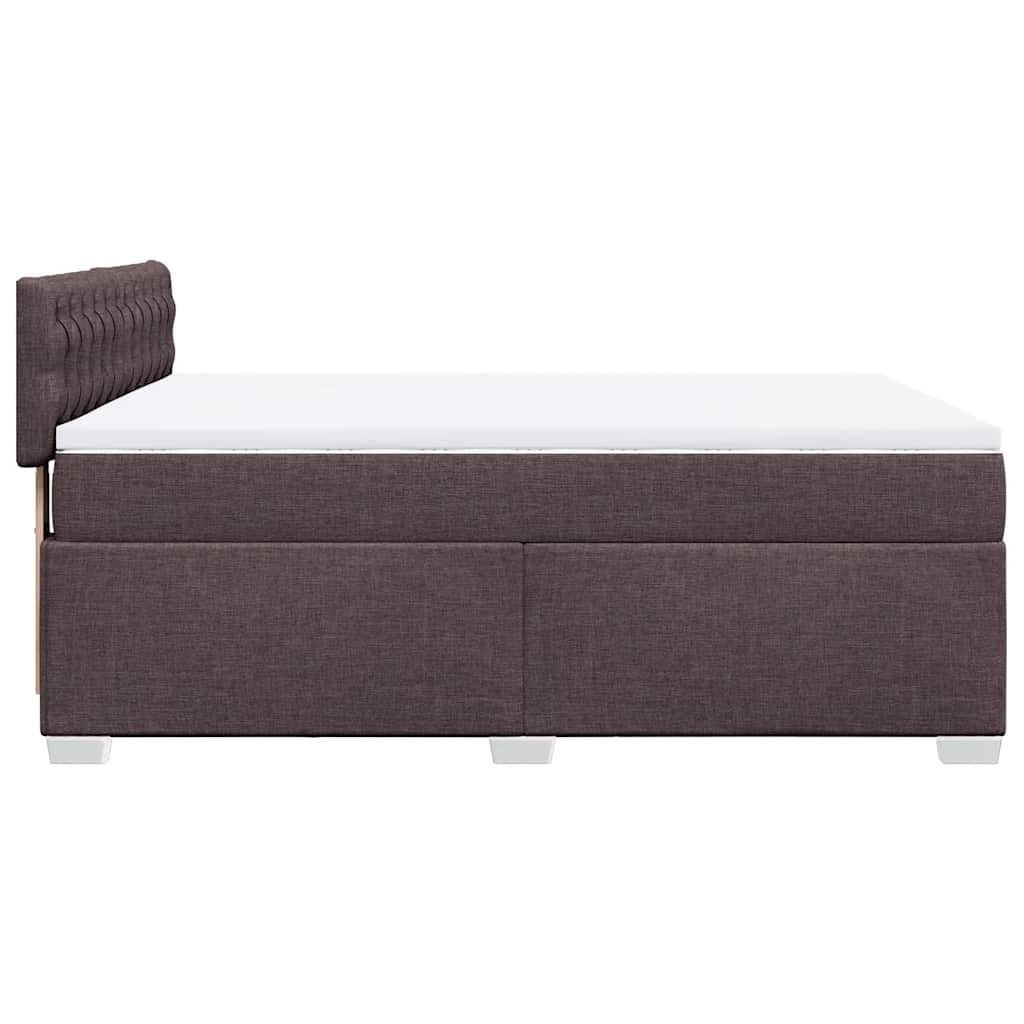 vidaXL Κρεβάτι Boxspring με Στρώμα Σκούρο Καφέ 140x190 εκ. Υφασμάτινο