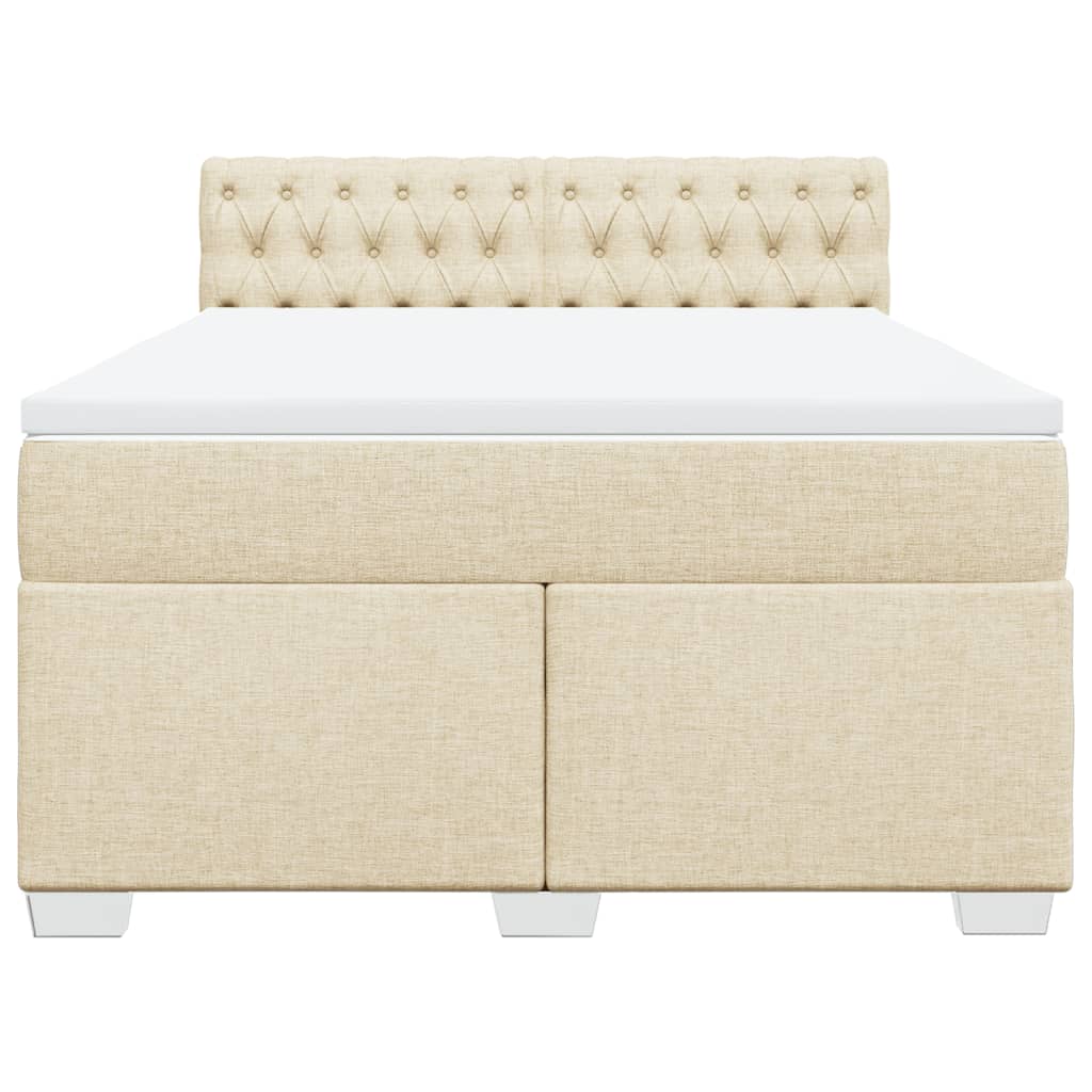 vidaXL Κρεβάτι Boxspring με Στρώμα Κρεμ 140x190 εκ. Υφασμάτινο