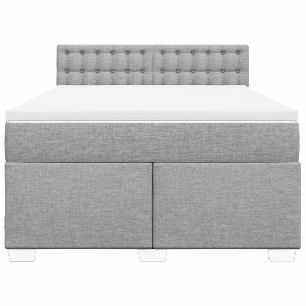vidaXL Κρεβάτι Boxspring με Στρώμα Ανοιχτό Γκρι 140x190 εκ. Υφασμάτινο