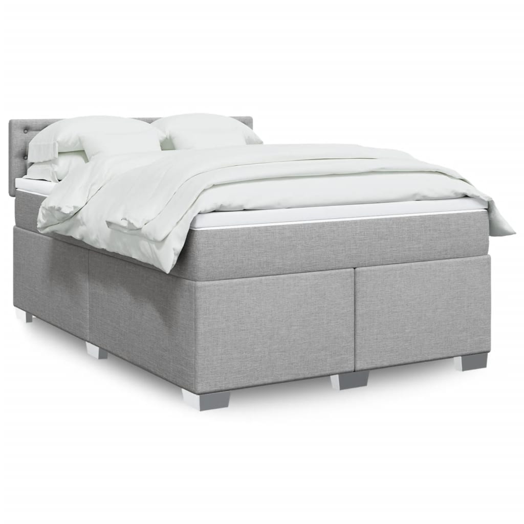 vidaXL Κρεβάτι Boxspring με Στρώμα Ανοιχτό Γκρι 140x190 εκ. Υφασμάτινο