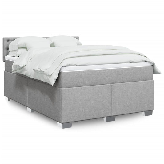 vidaXL Κρεβάτι Boxspring με Στρώμα Ανοιχτό Γκρι 140x190 εκ. Υφασμάτινο