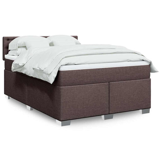 vidaXL Κρεβάτι Boxspring με Στρώμα Σκούρο Καφέ 140x190 εκ. Υφασμάτινο