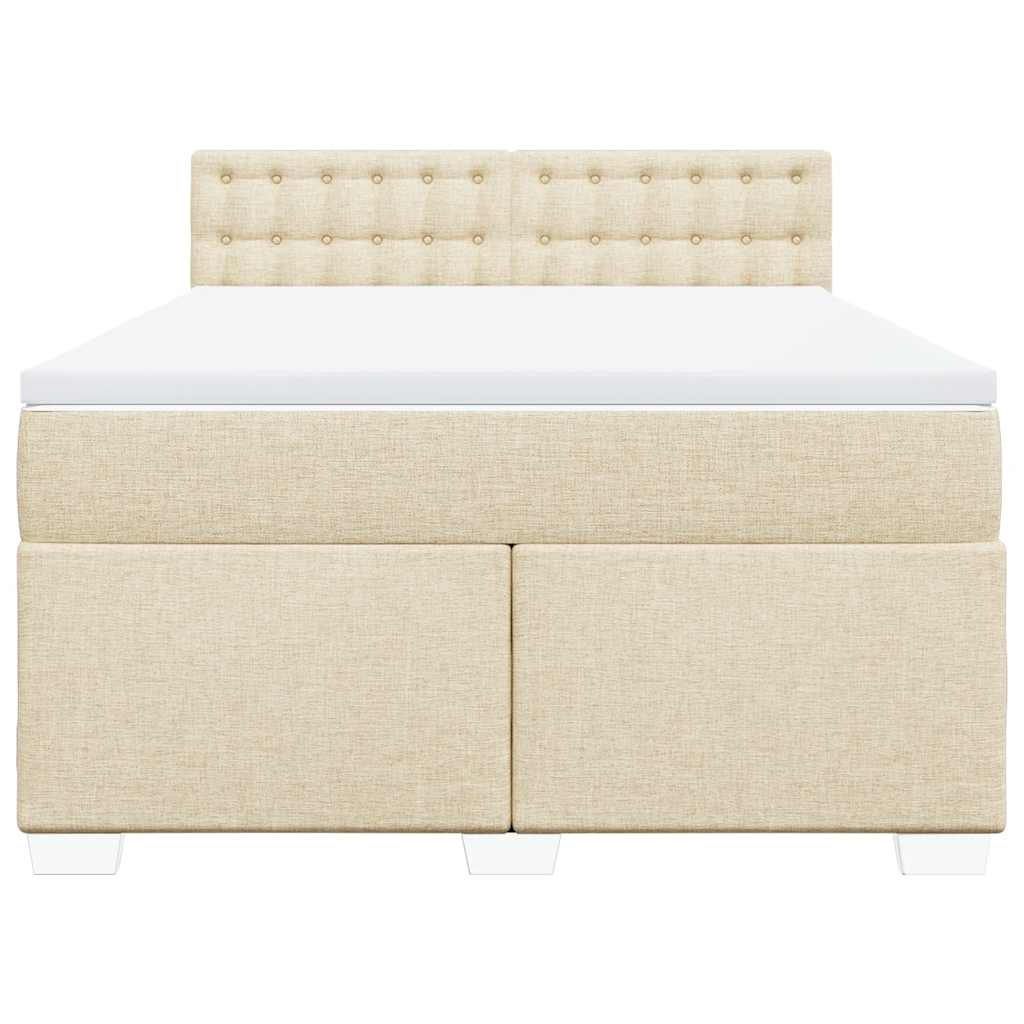 vidaXL Κρεβάτι Boxspring με Στρώμα Κρεμ 140x190 εκ. Υφασμάτινο