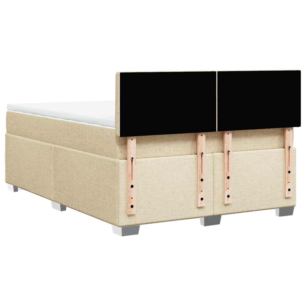 vidaXL Κρεβάτι Boxspring με Στρώμα Κρεμ 140x190 εκ. Υφασμάτινο
