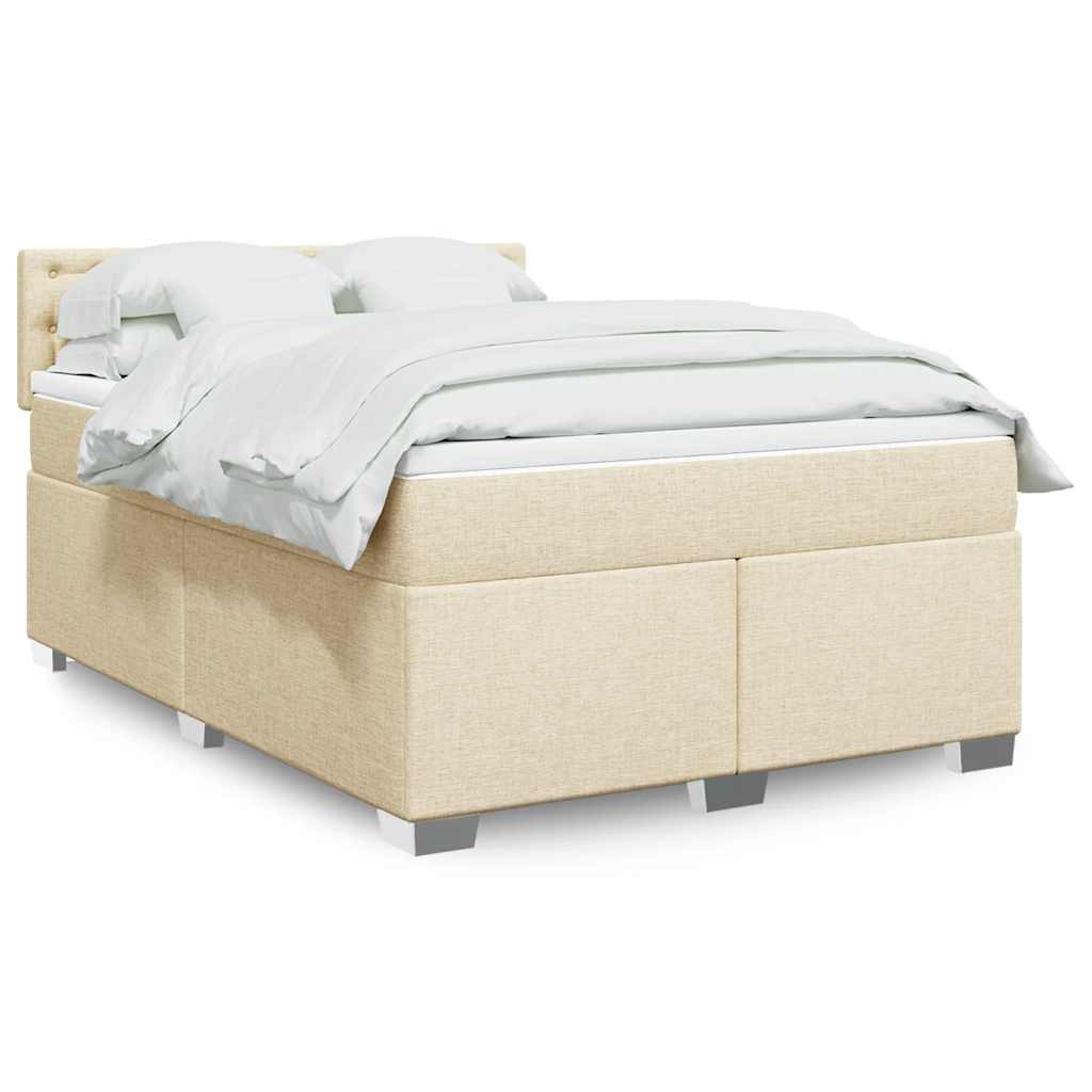vidaXL Κρεβάτι Boxspring με Στρώμα Κρεμ 140x190 εκ. Υφασμάτινο