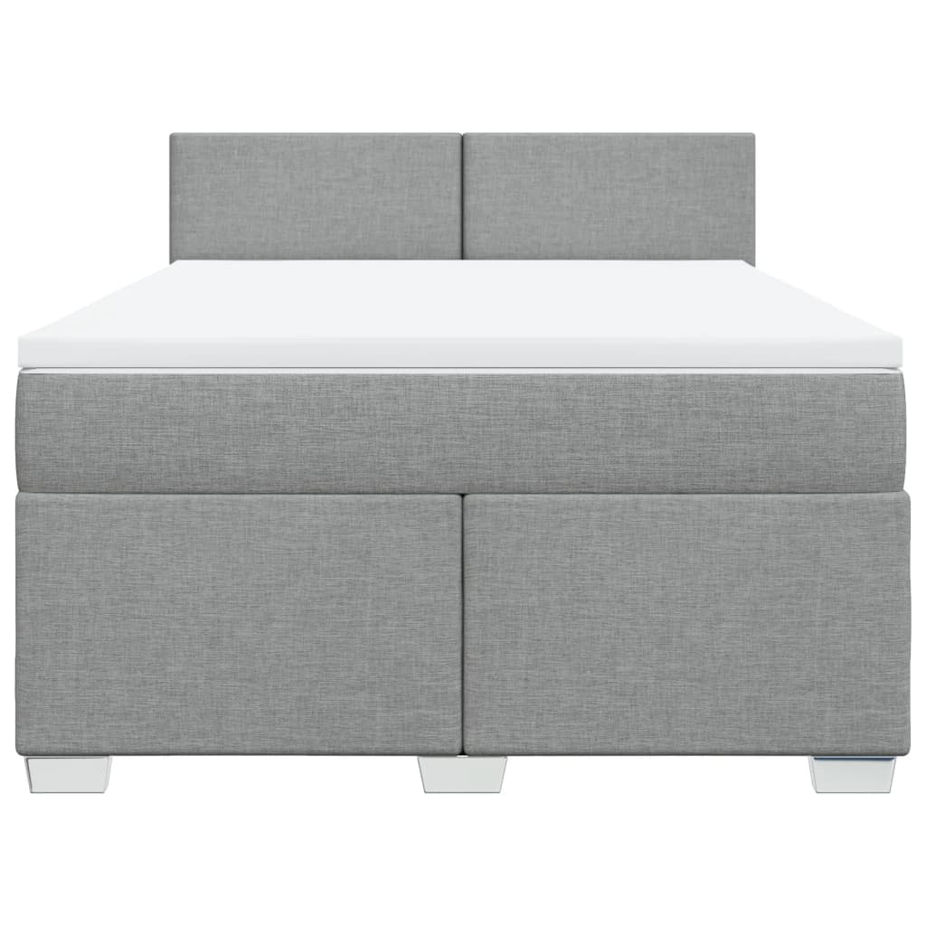 vidaXL Κρεβάτι Boxspring με Στρώμα Ανοιχτό Γκρι 140x200 εκ. Υφασμάτινο