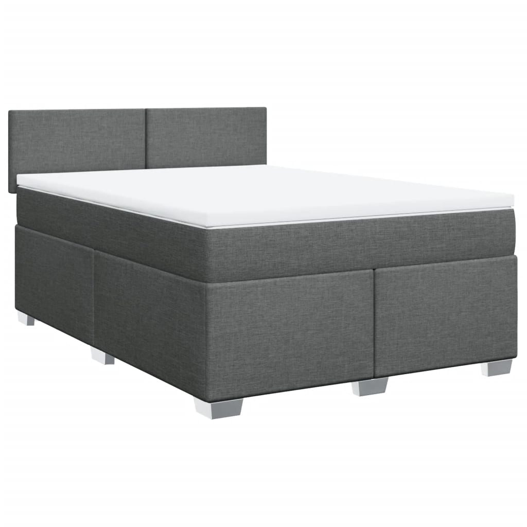 vidaXL Κρεβάτι Boxspring με Στρώμα Σκούρο Γκρι 140x200 εκ Υφασμάτινο