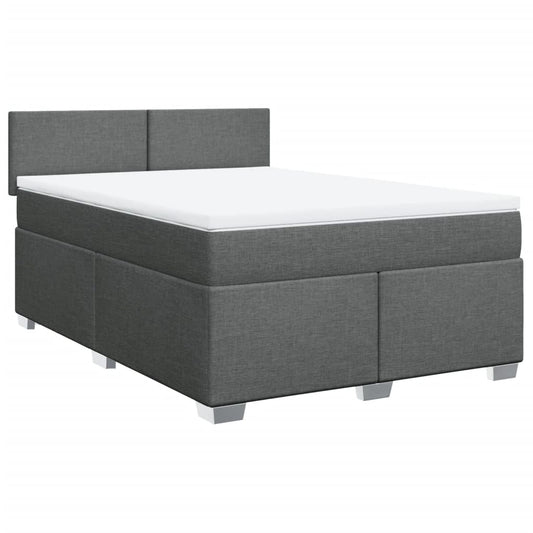 vidaXL Κρεβάτι Boxspring με Στρώμα Σκούρο Γκρι 140x200 εκ Υφασμάτινο
