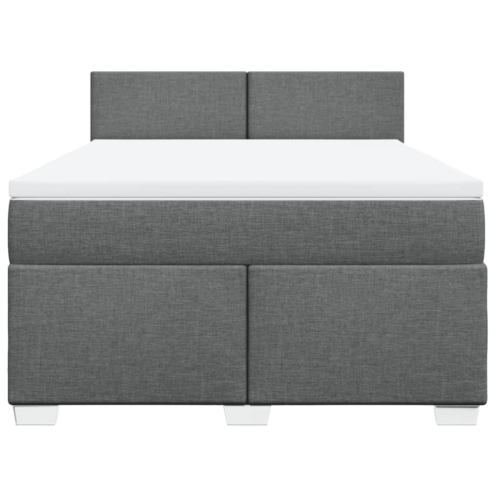 vidaXL Κρεβάτι Boxspring με Στρώμα Σκούρο Γκρι 140x200 εκ Υφασμάτινο