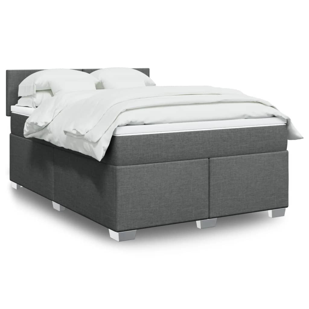 vidaXL Κρεβάτι Boxspring με Στρώμα Σκούρο Γκρι 140x200 εκ Υφασμάτινο