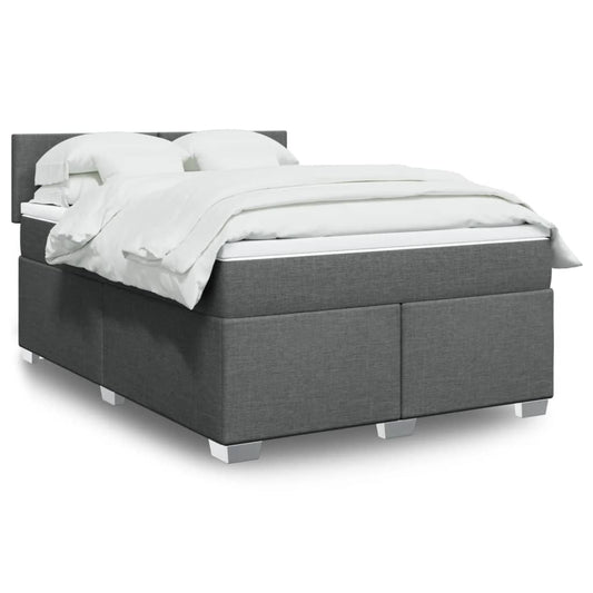 vidaXL Κρεβάτι Boxspring με Στρώμα Σκούρο Γκρι 140x200 εκ Υφασμάτινο