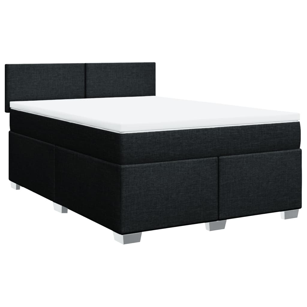 vidaXL Κρεβάτι Boxspring με Στρώμα Μαύρο 140x200 εκ. Υφασμάτινο