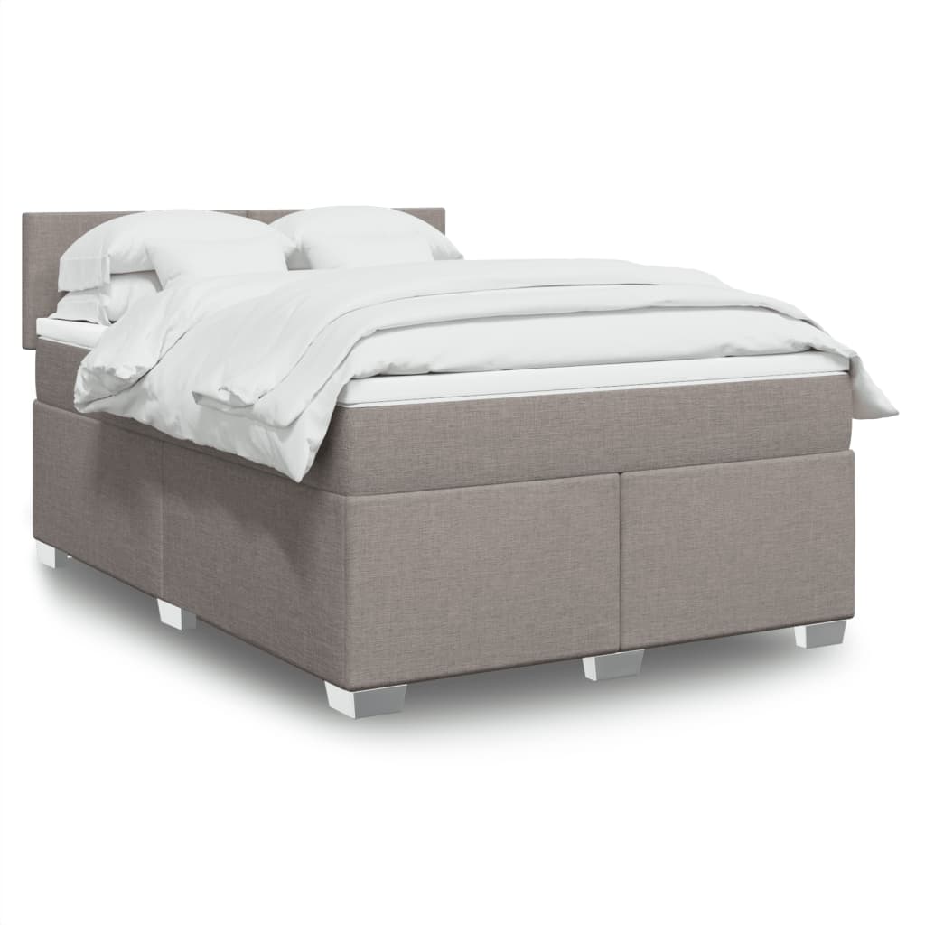 vidaXL Κρεβάτι Boxspring με Στρώμα Taupe 140x200 εκ. Υφασμάτινο
