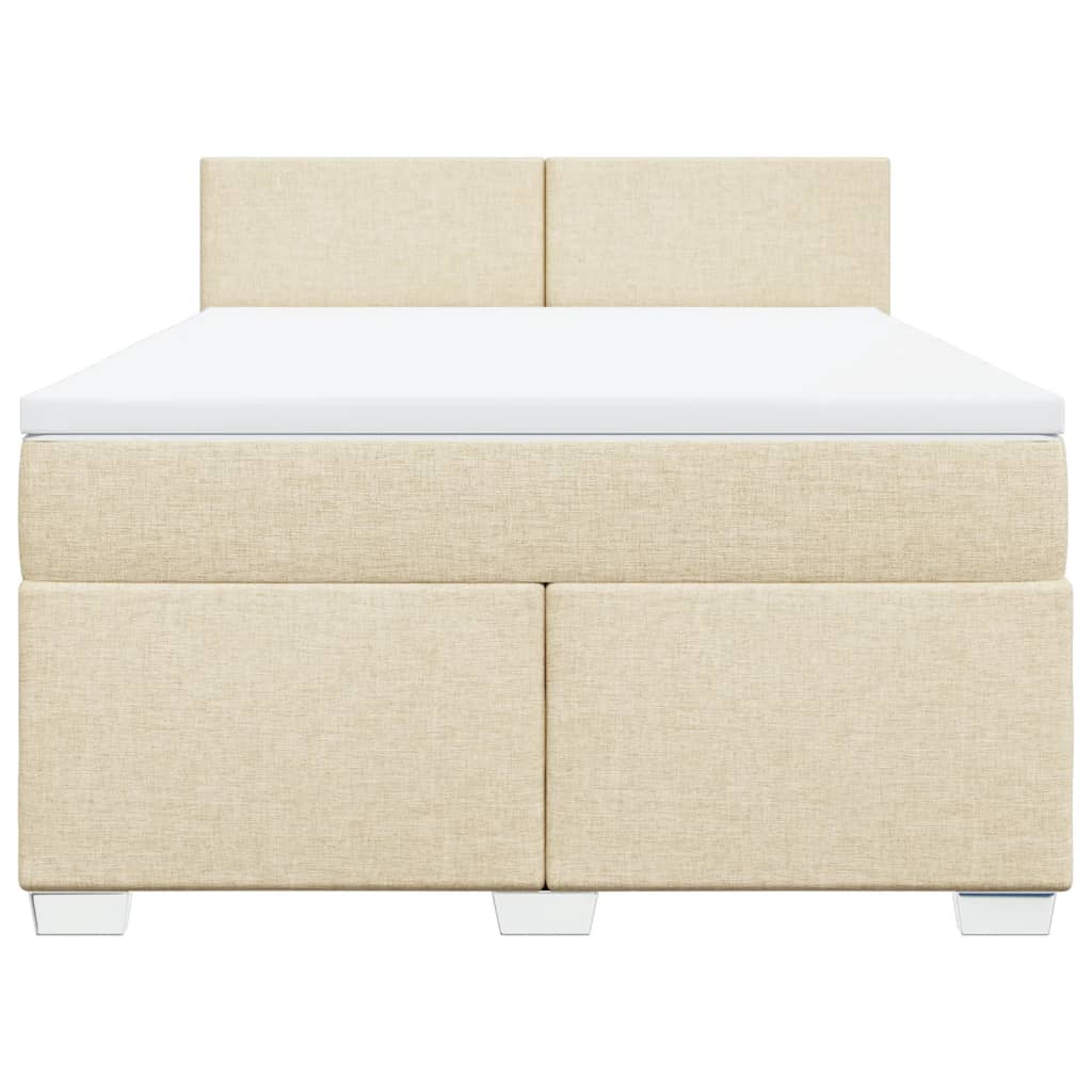 vidaXL Κρεβάτι Boxspring με Στρώμα Κρεμ 140x200 εκ. Υφασμάτινο