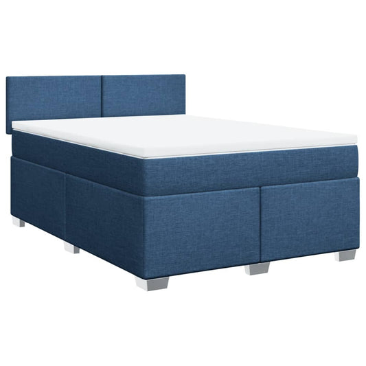 vidaXL Κρεβάτι Boxspring με Στρώμα Μπλε 140x200 εκ. Υφασμάτινο