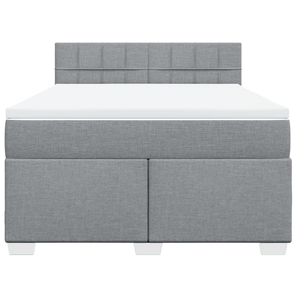 vidaXL Κρεβάτι Boxspring με Στρώμα Ανοιχτό Γκρι 140x200 εκ. Υφασμάτινο